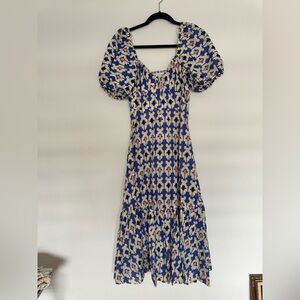 Zara Blue and Pink Floral Maxi Dress